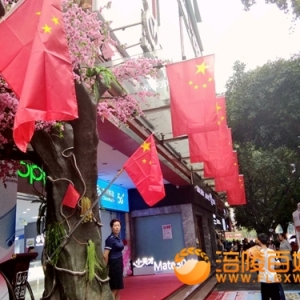 十一涪陵街头商场国旗飘扬