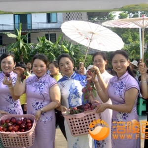 旗袍美女与李相约 助乡村振兴李子丰收
